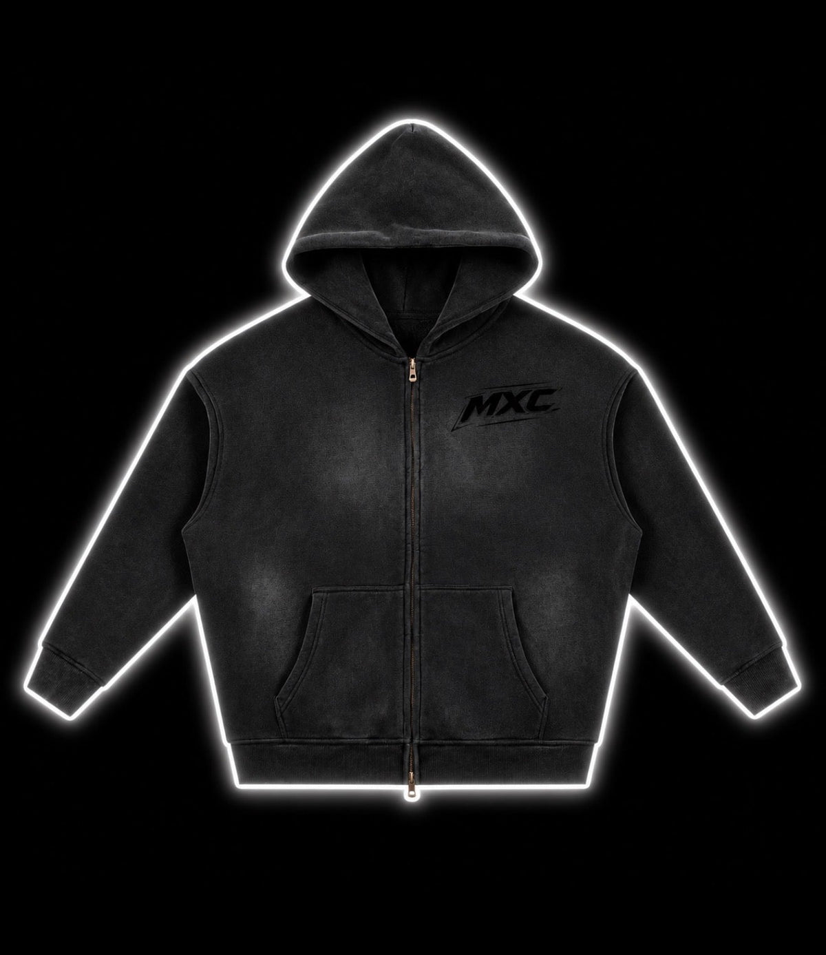 MXC Washed Zip Up Hoodie - Black